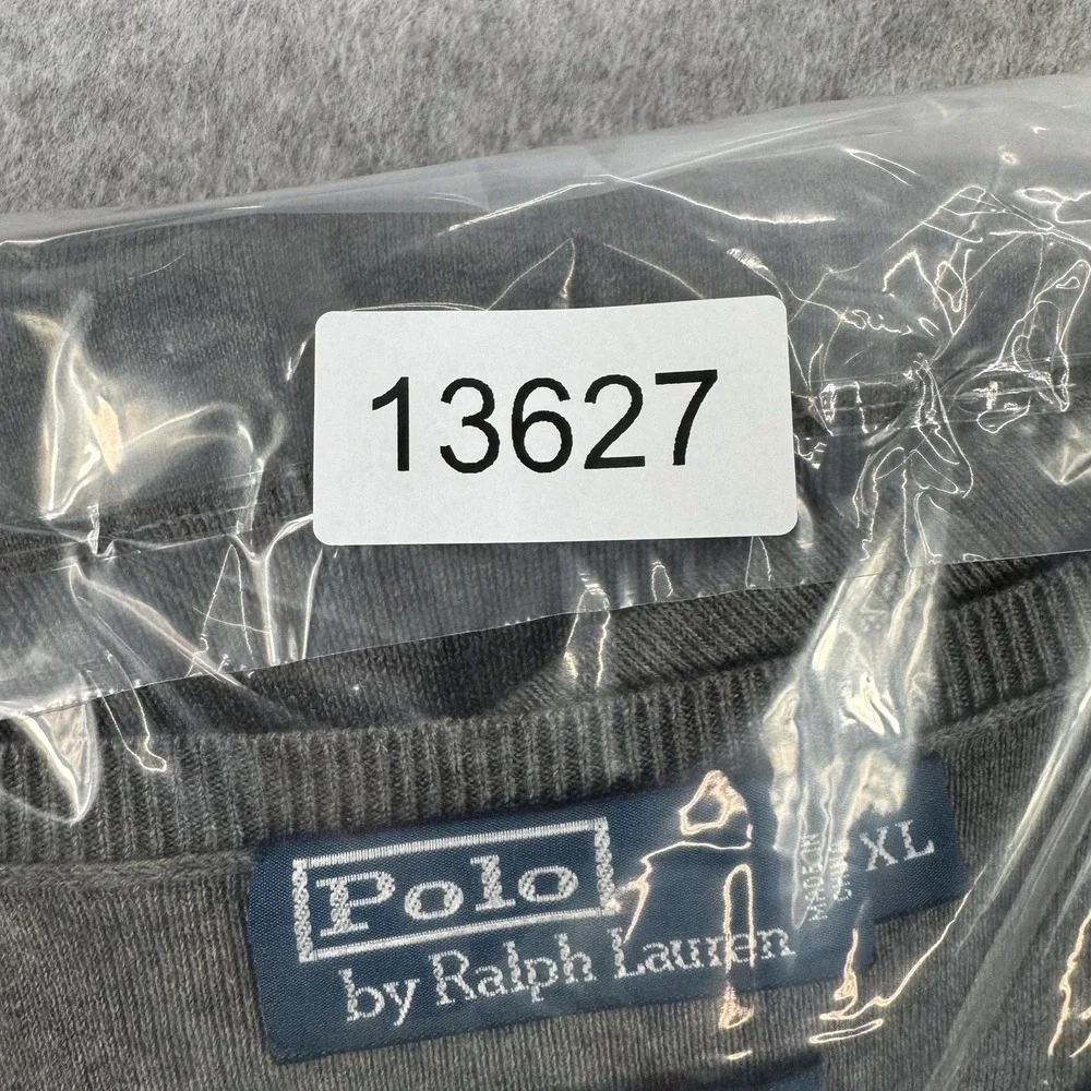 Polo By Ralph Lauren Sweater Mens XL Gray Pima Cotton V Neck Pullover Pony Logo